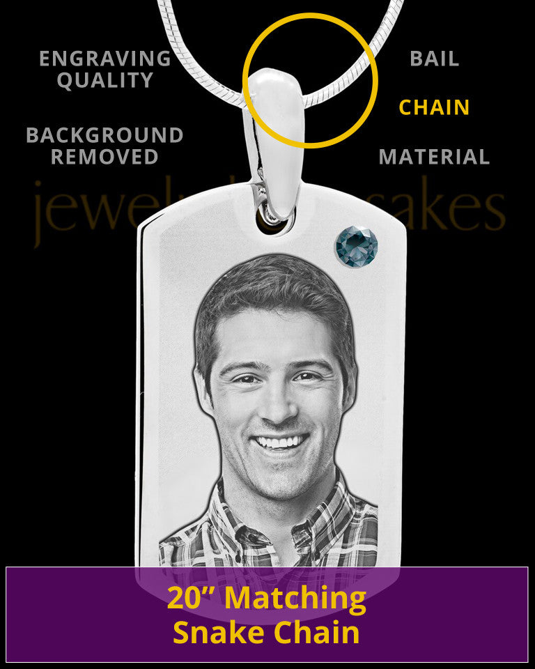 December Stainless Photo Small Dog Tag