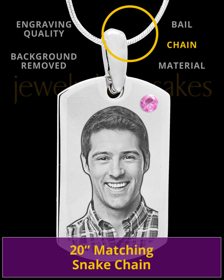 June Stainless Photo Small Dog Tag