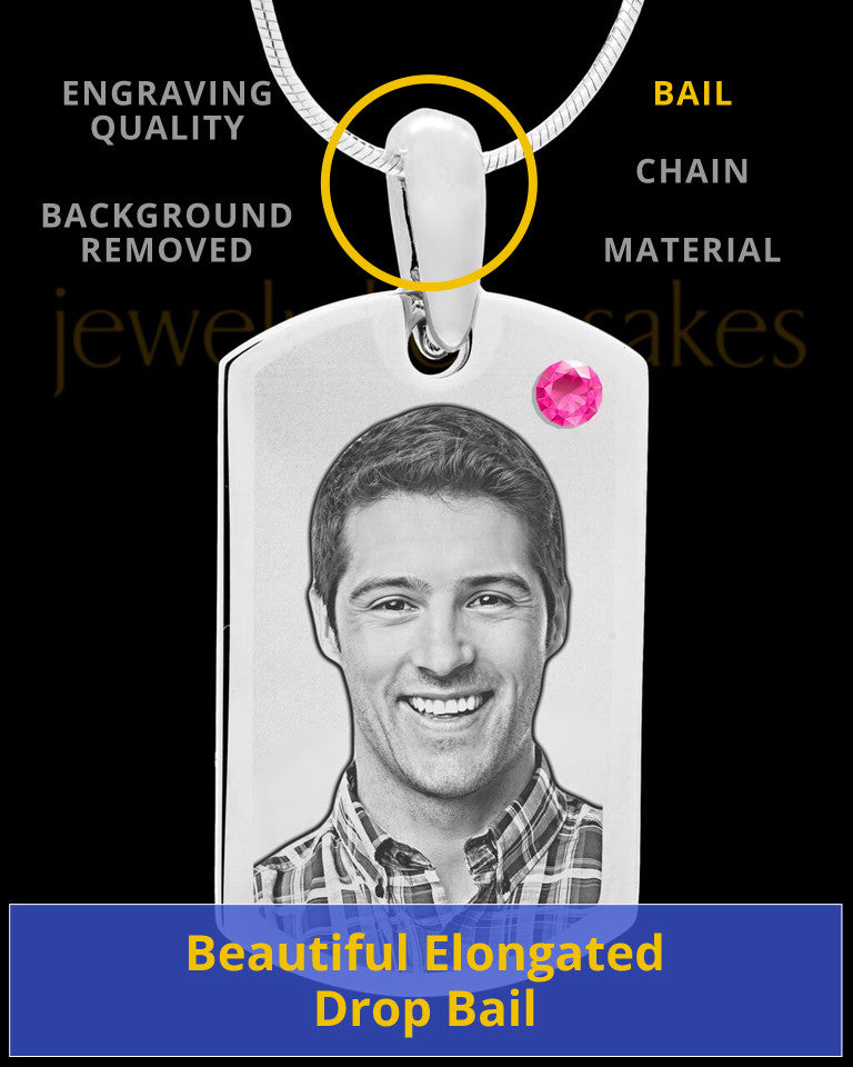 October Stainless Photo Small Dog Tag