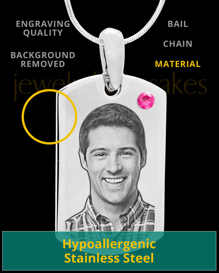 October Stainless Photo Small Dog Tag