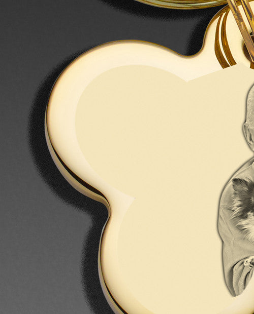 Keychain Pet Memorial Jewelry Gold Plated Bone Photo Engraved