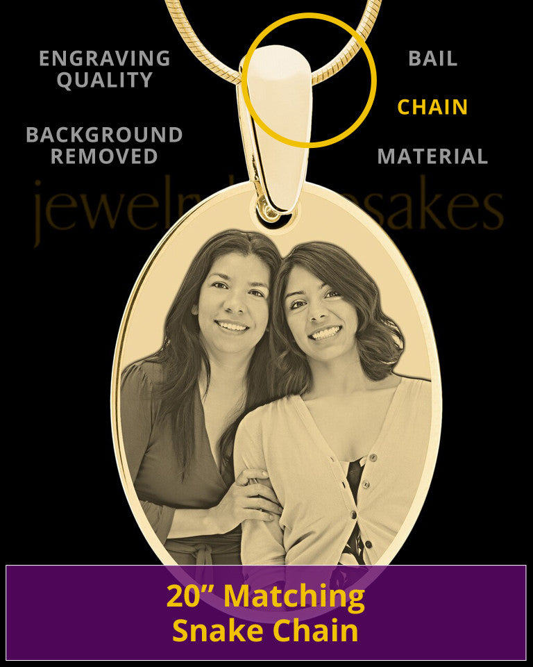Gold Large Oval Photo Engraved Pendant