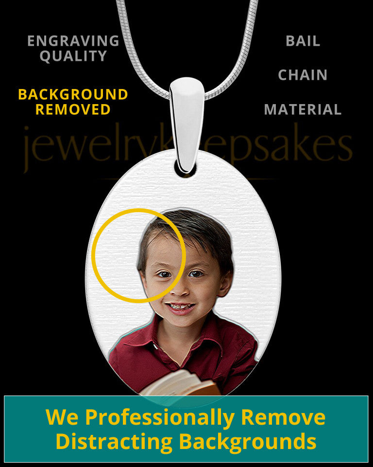 Full Color Large Oval Photo Engraved Pendant