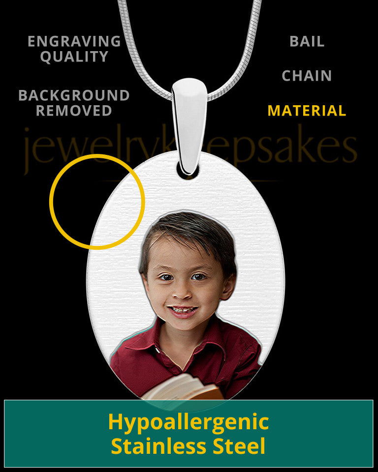 Full Color Large Oval Photo Engraved Pendant