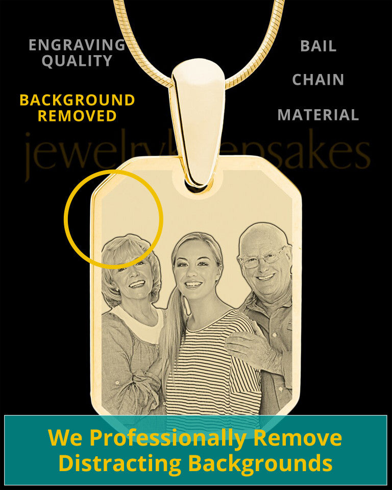 Gold Plated Octagon Photo Engraved Pendant Stainless Steel