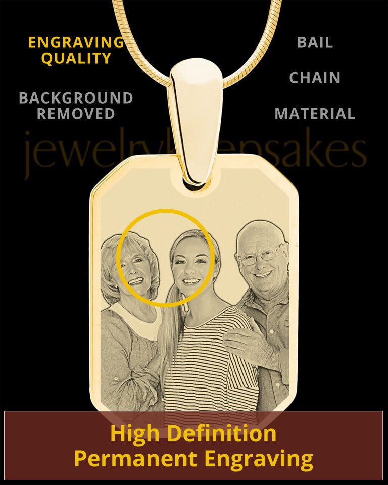 Gold Plated Octagon Photo Engraved Pendant Stainless Steel