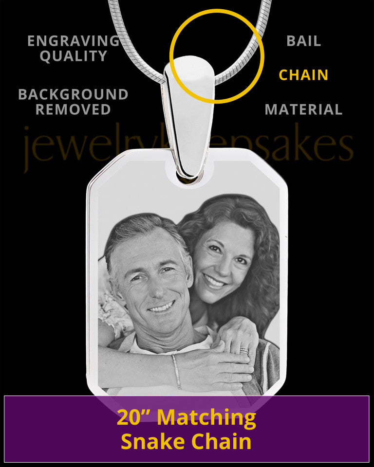 Silver Octagon Photo Engraved Pendant