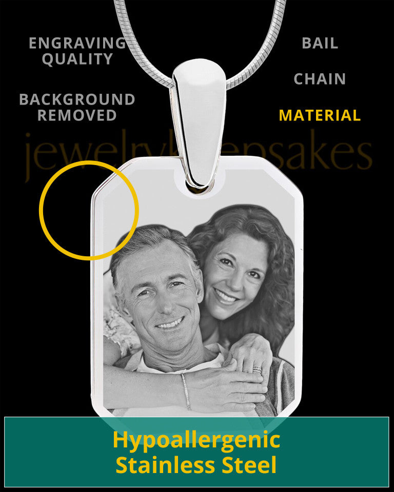 Silver Octagon Photo Engraved Pendant