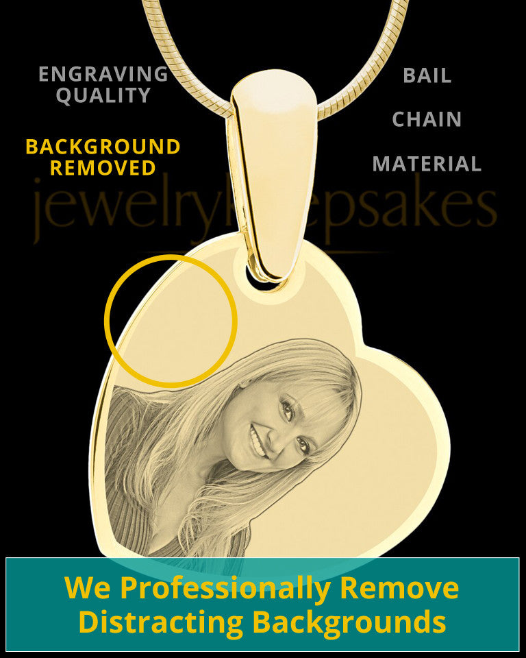 Gold Side Heart Photo Engraved Pendant