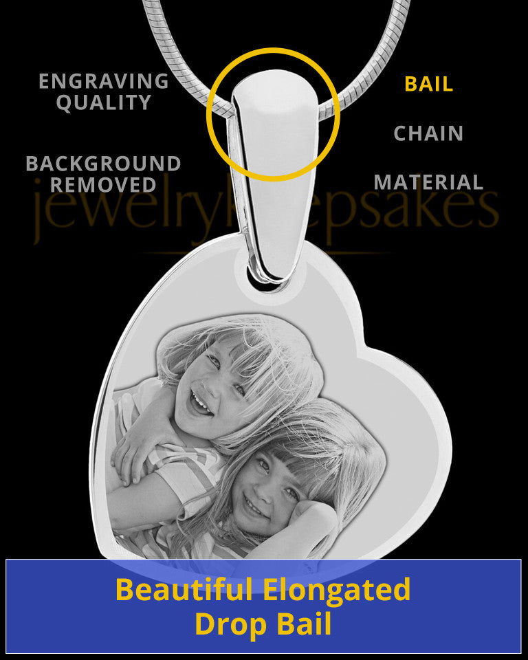 Silver Side Heart Photo Engraved Pendant