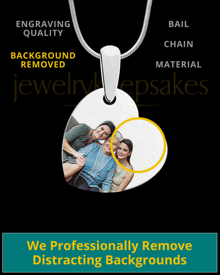 Side Heart Full Color Photo Engraved Pendant