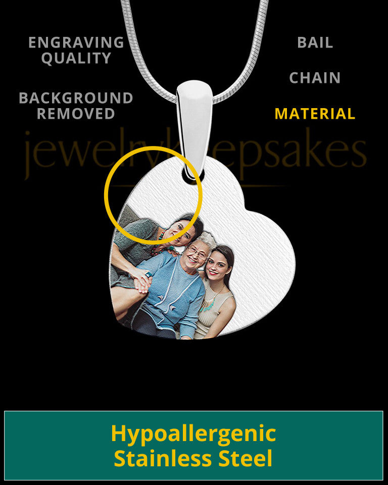 Side Heart Full Color Photo Engraved Pendant