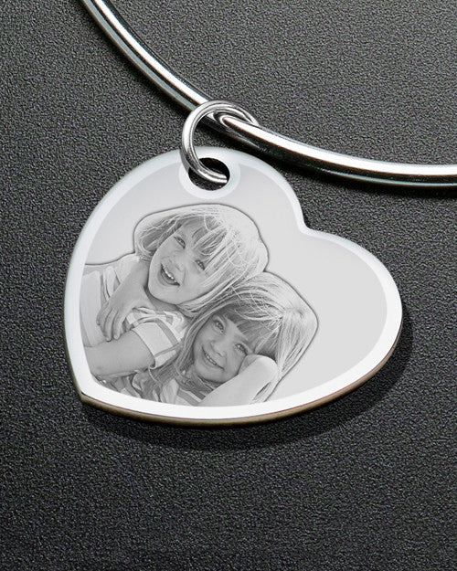 Sophisticate Side Heart Photo Engraved Bracelet