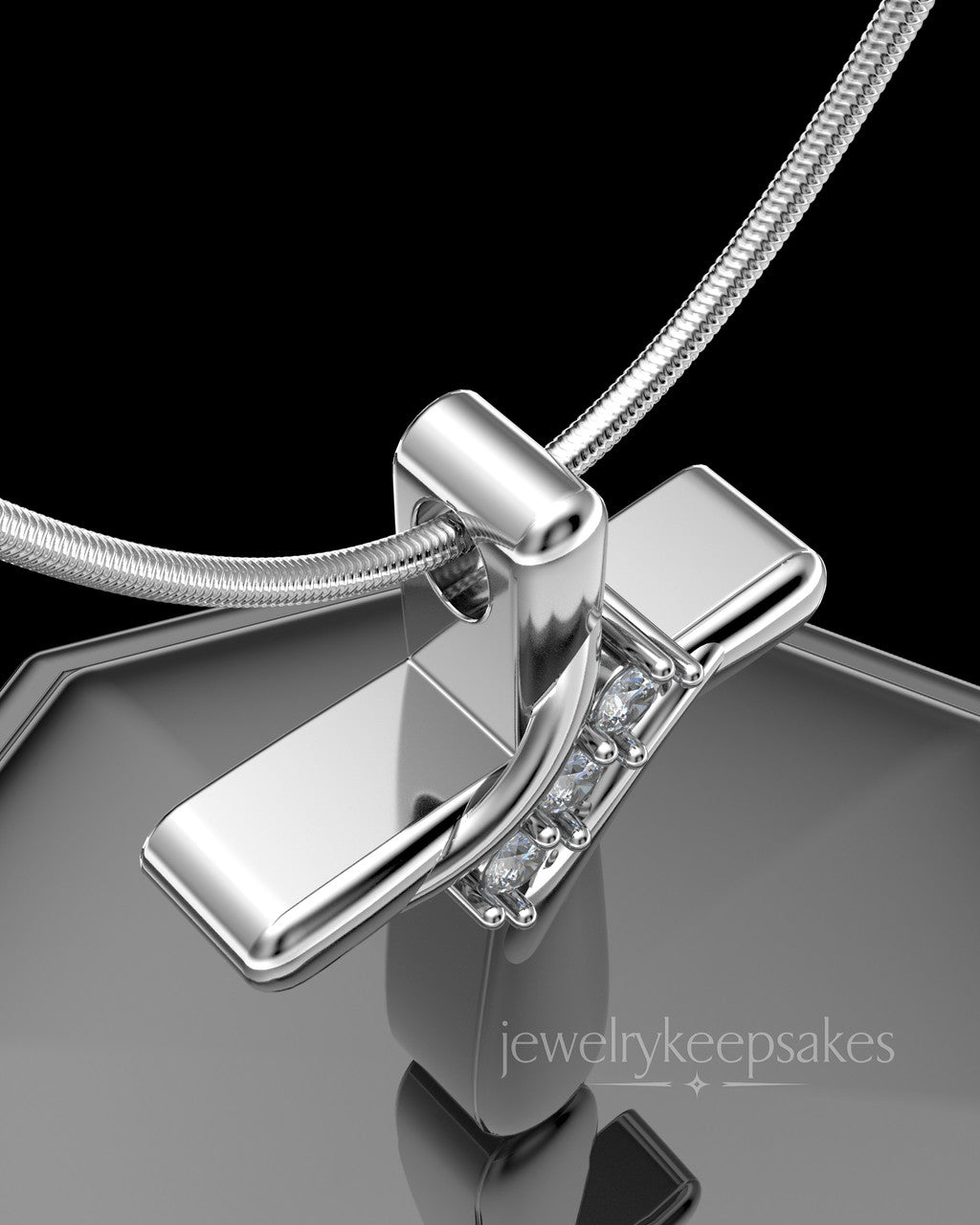 Solid 14k White Gold Elegant Cross Permanently Sealed Waterproof Cremation Pendant