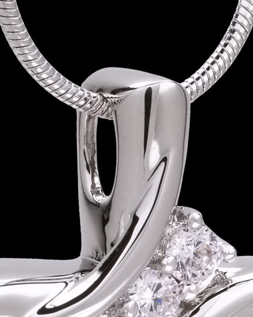 14K White Gold Elegant Cross Cremation Pendant