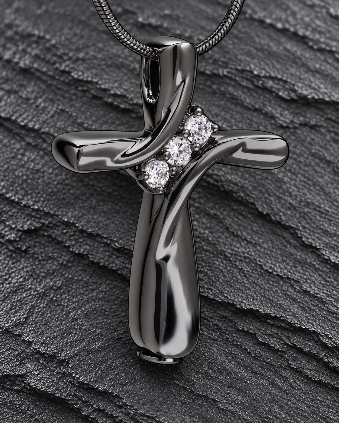 Black Plated Elegant Cross Cremation Pendant