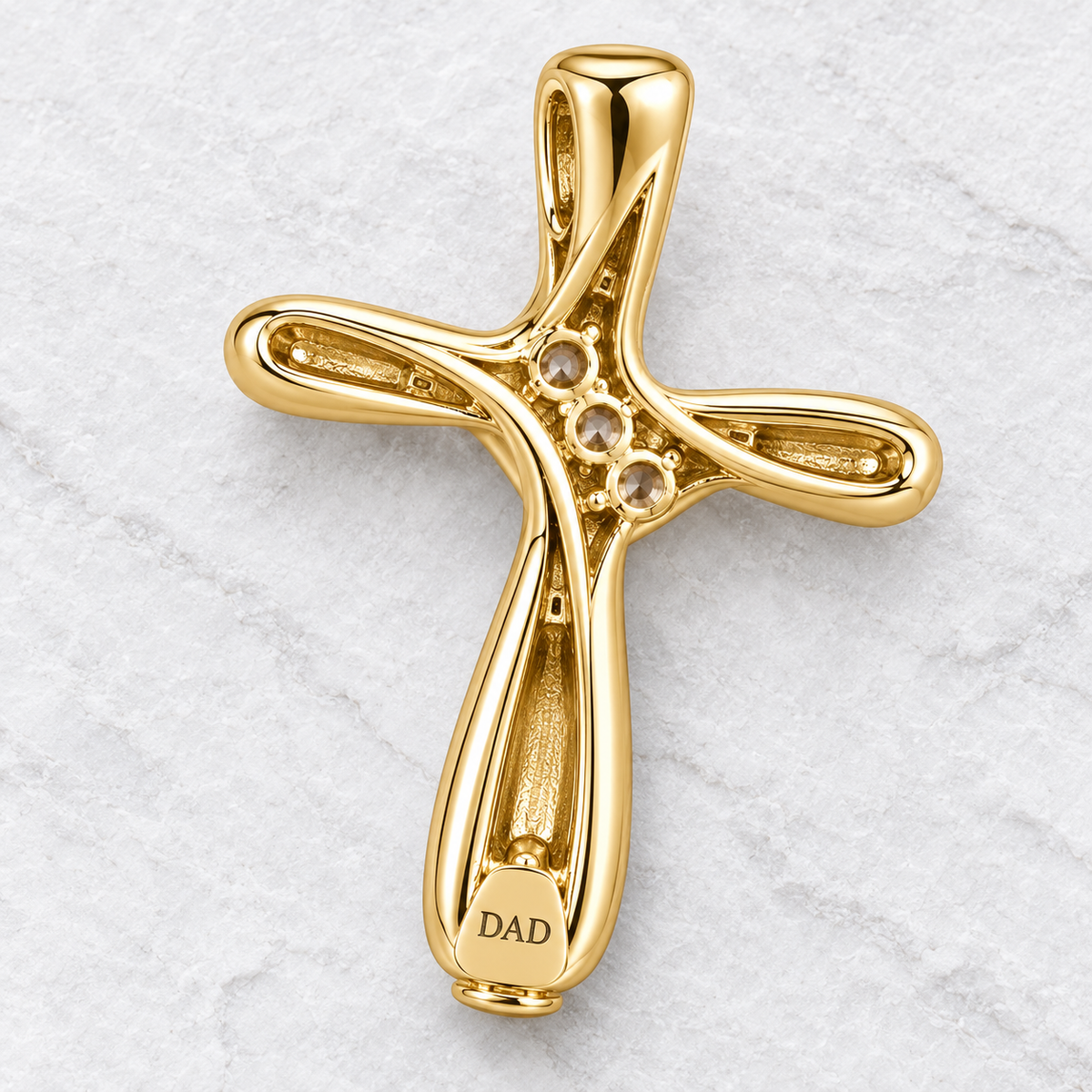Personalized Gold Plated Cross Urn Pendant For Ashes With Engraving