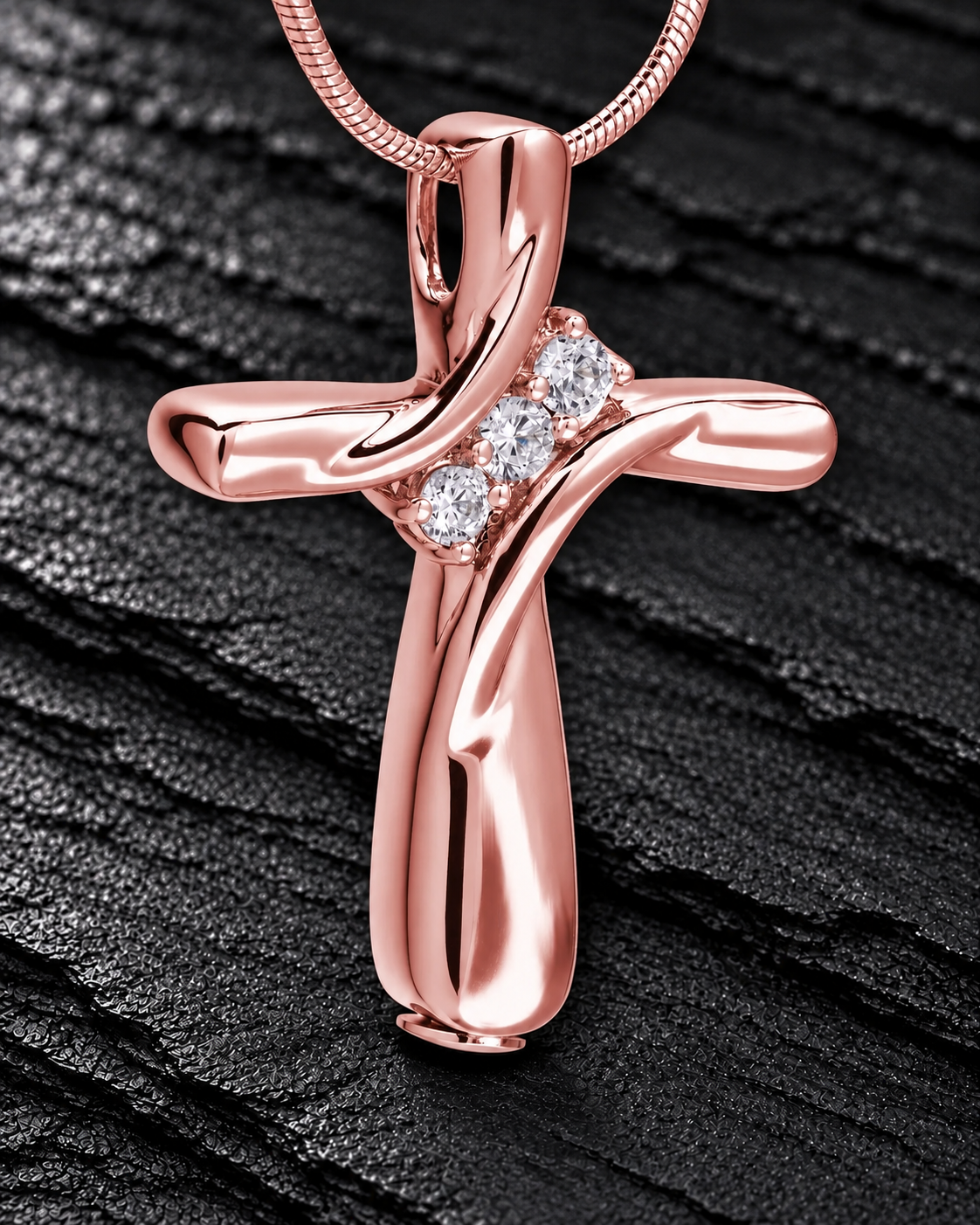 Rose Gold Elegant Cross Cremation Pendant