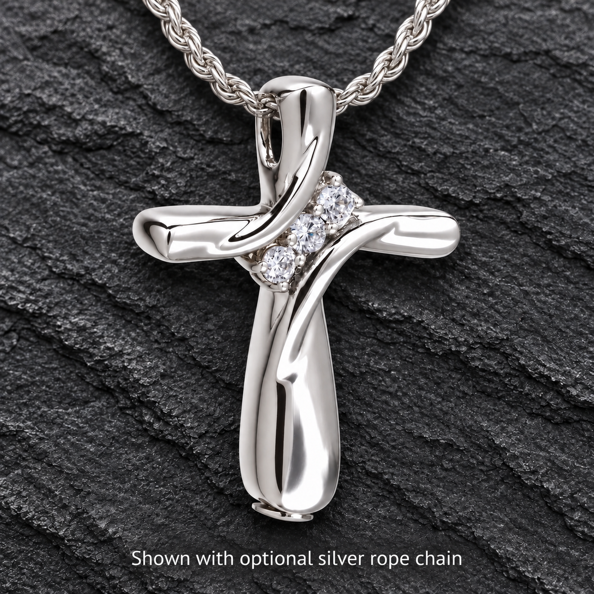 Personalized Cross Cremation Pendant For Ashes Sterling Silver