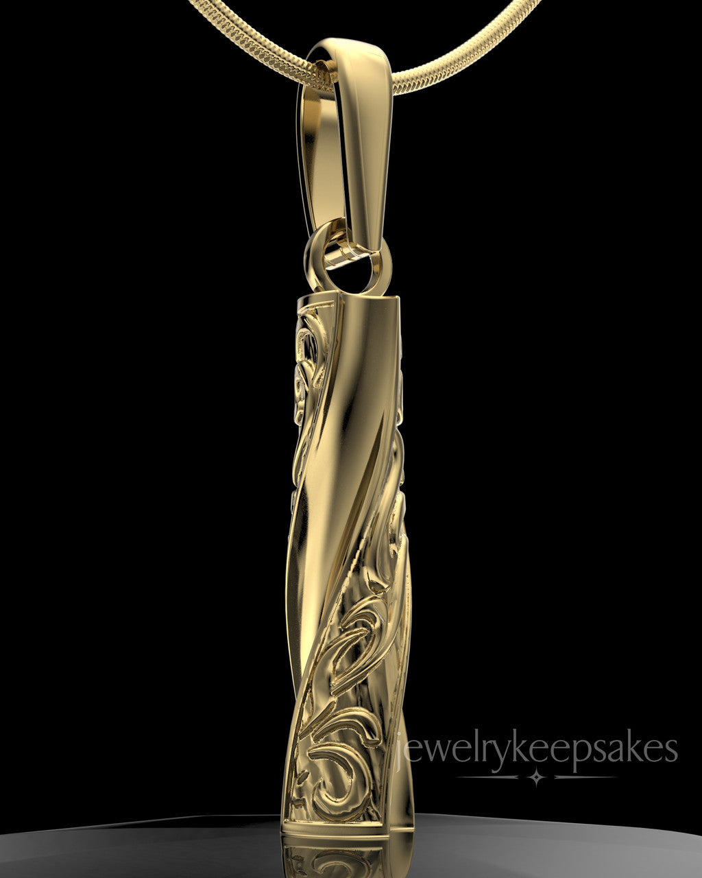 Gold Plated Turned Cylinder Permanently Sealed Waterproof Cremation Jewelry