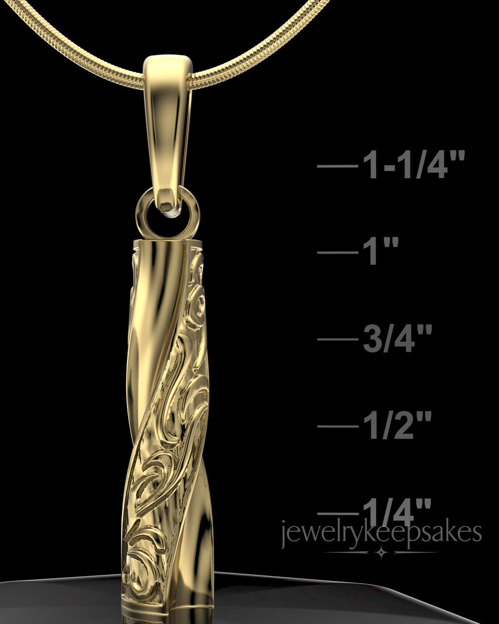 Gold Plated Turned Cylinder Permanently Sealed Waterproof Cremation Jewelry