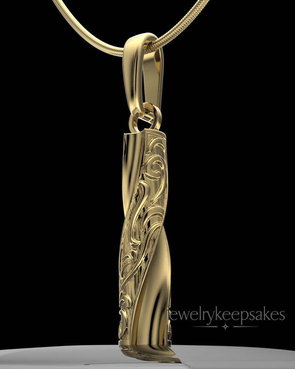 Gold Plated Turned Cylinder Permanently Sealed Waterproof Cremation Jewelry