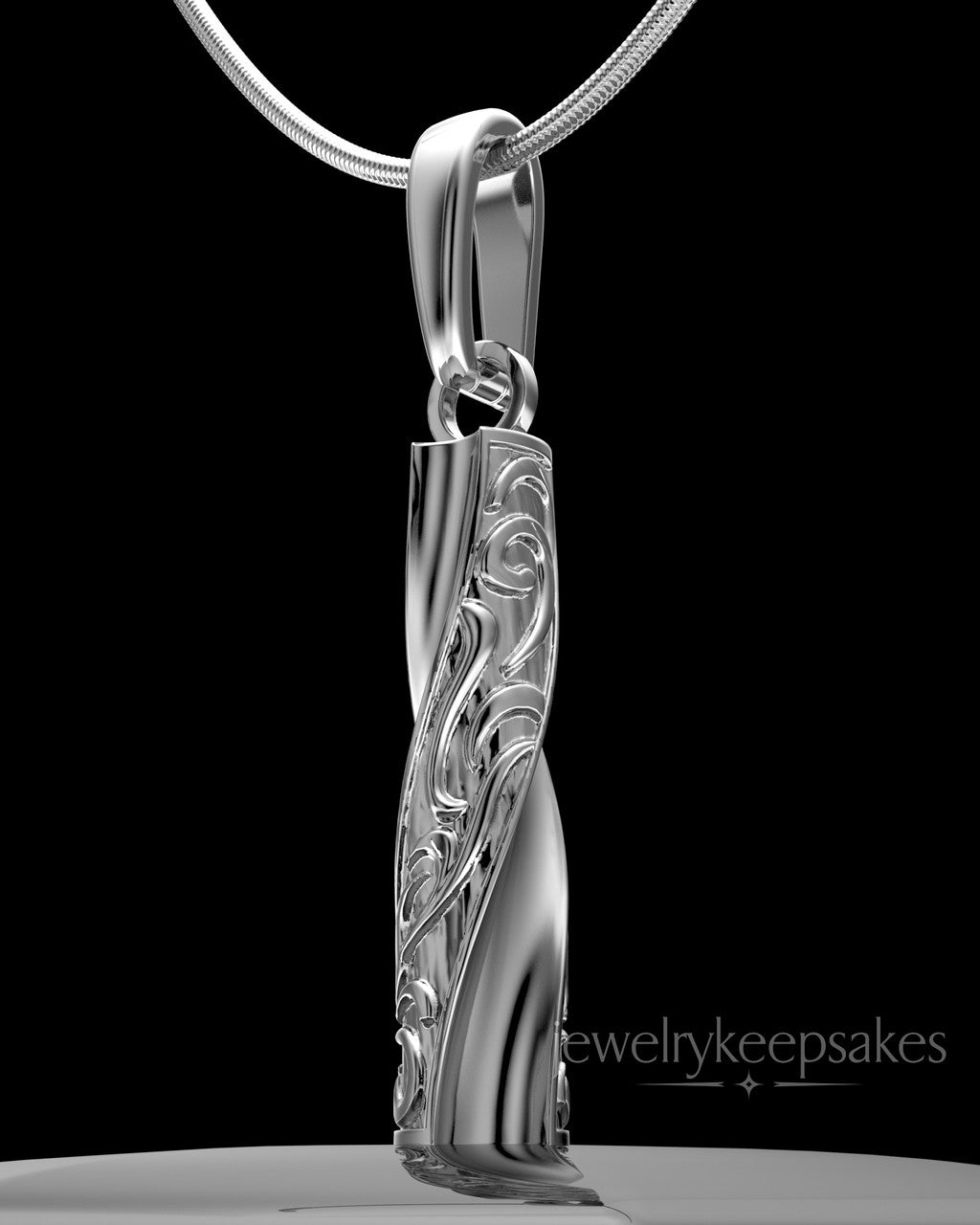 Solid 14k White Gold Turned Cylinder Permanently Sealed Waterproof Cremation Jewelry