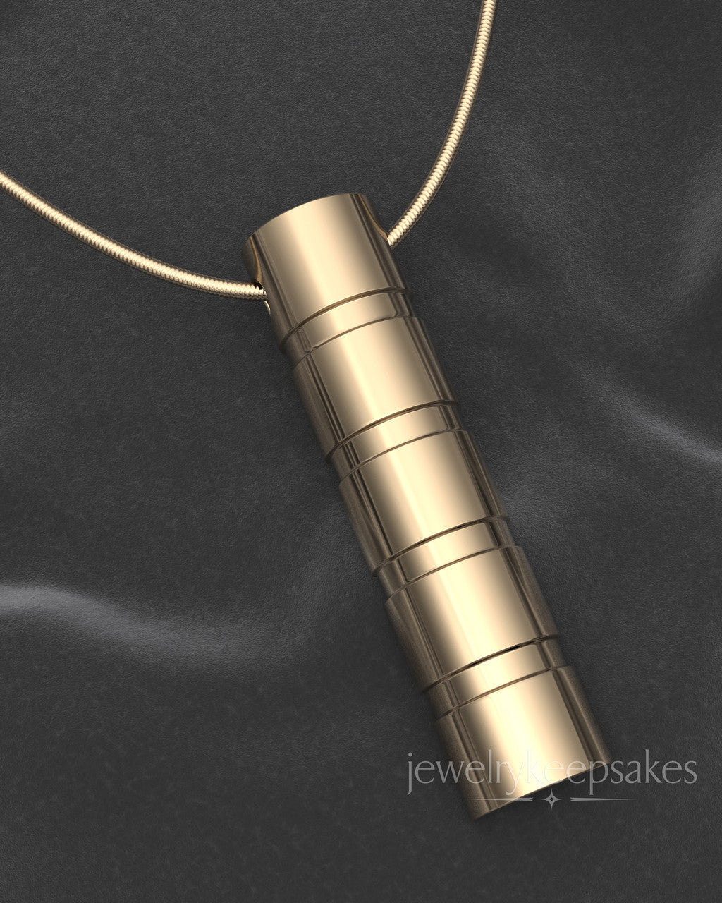 Solid 14k Gold Stacked Cylinder Permanently Sealed Waterproof Cremation Pendant