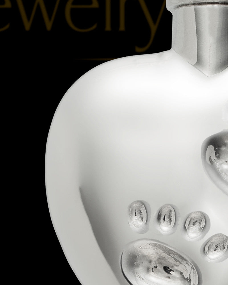 14K White Gold Cremation Jewelry By Your Side Heart Keepsake