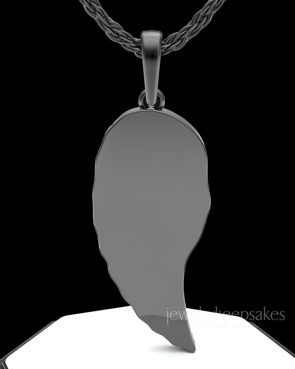 Black Plated Feathers Permanently Sealed Waterproof Cremation Pendant