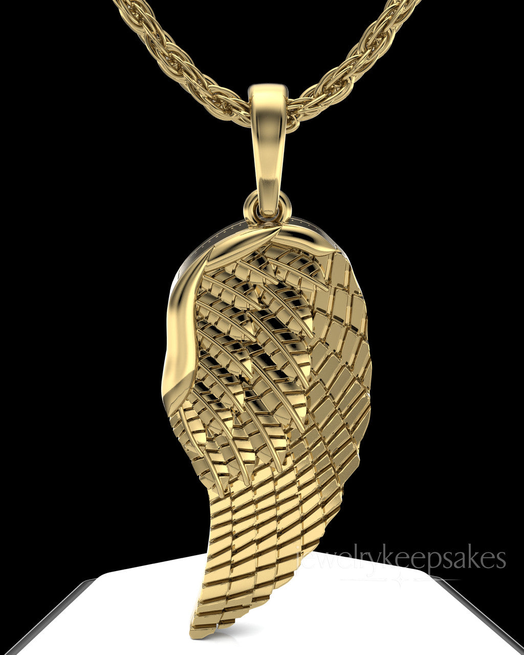 Gold Plated Feathers Permanently Sealed Waterproof Cremation Pendant