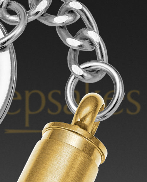Cremation Keychain Gold Bulleted on Stainless