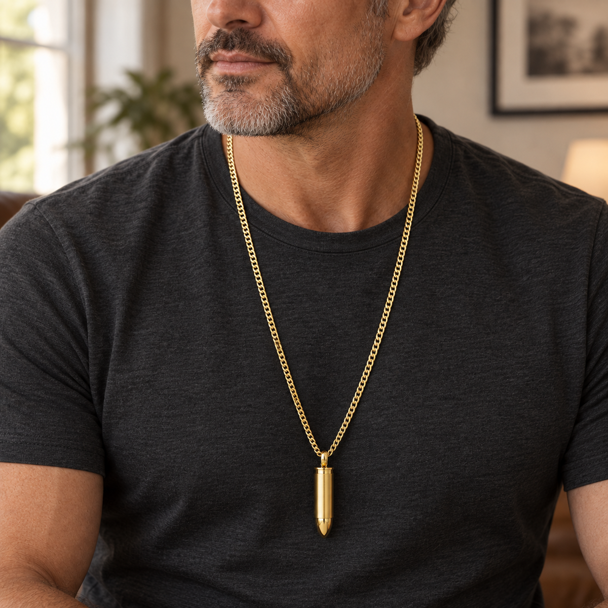 Men's Gold Bulleted Stainless Keepsake Jewelry