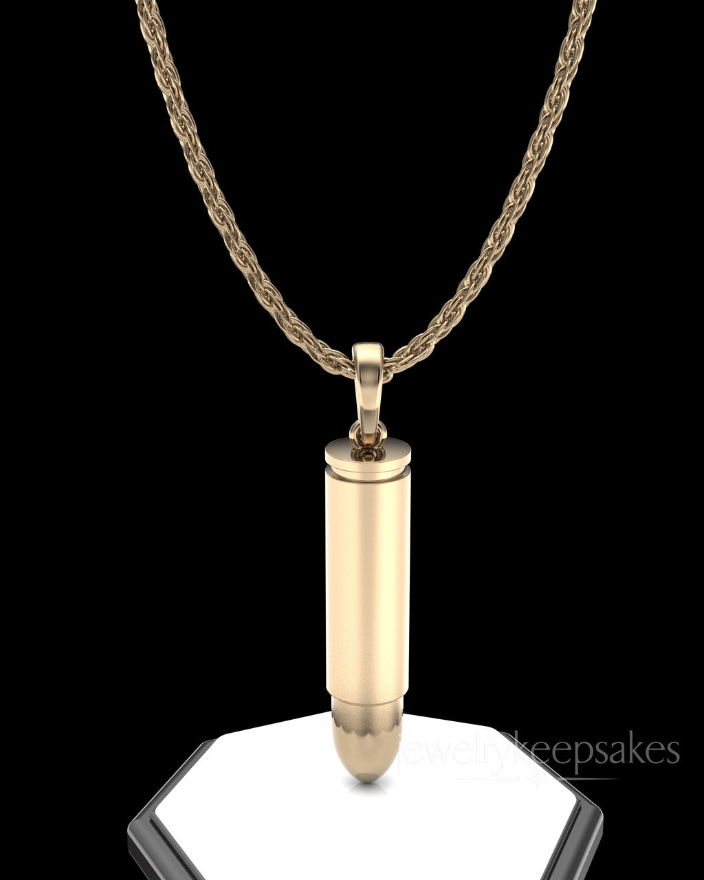 Solid 14k Gold Bullet Permanently Sealed Waterproof Cremation Pendant