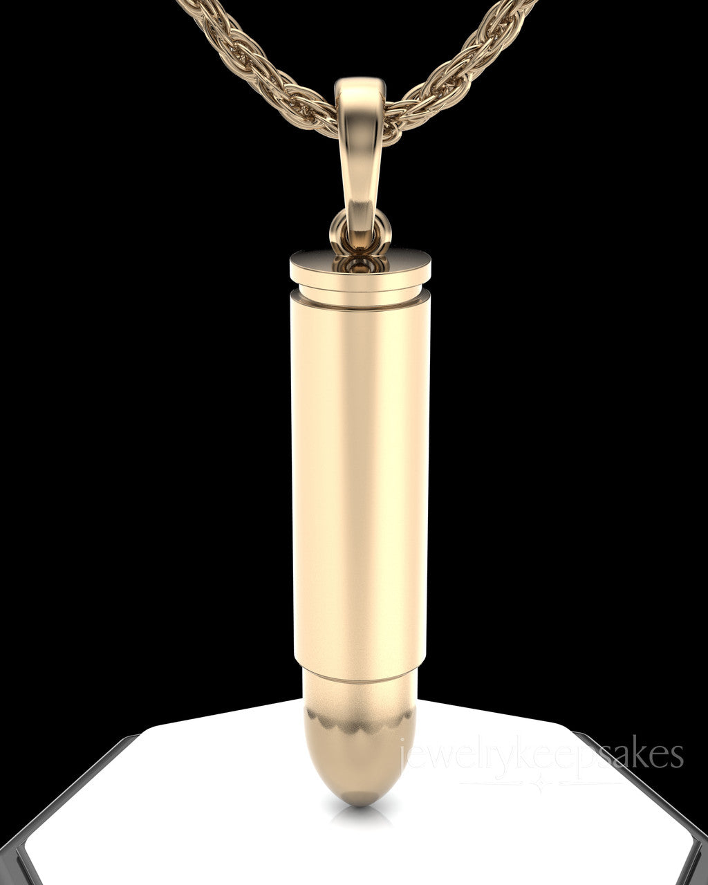 Solid 14k Gold Bullet Permanently Sealed Waterproof Cremation Pendant