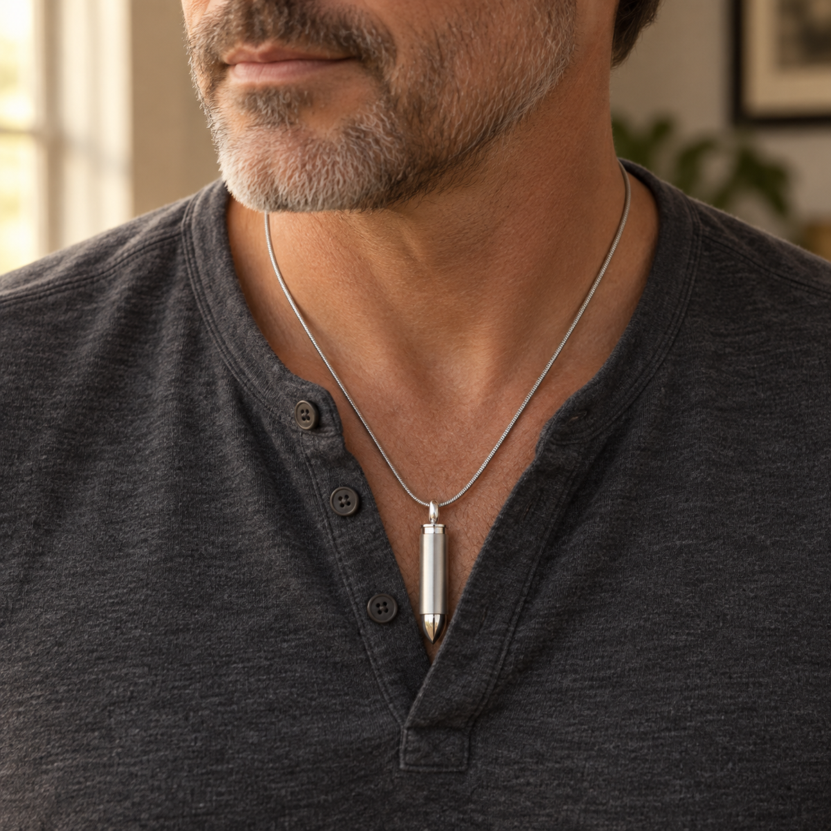 Silver Bulleted Stainless Cremation Pendant