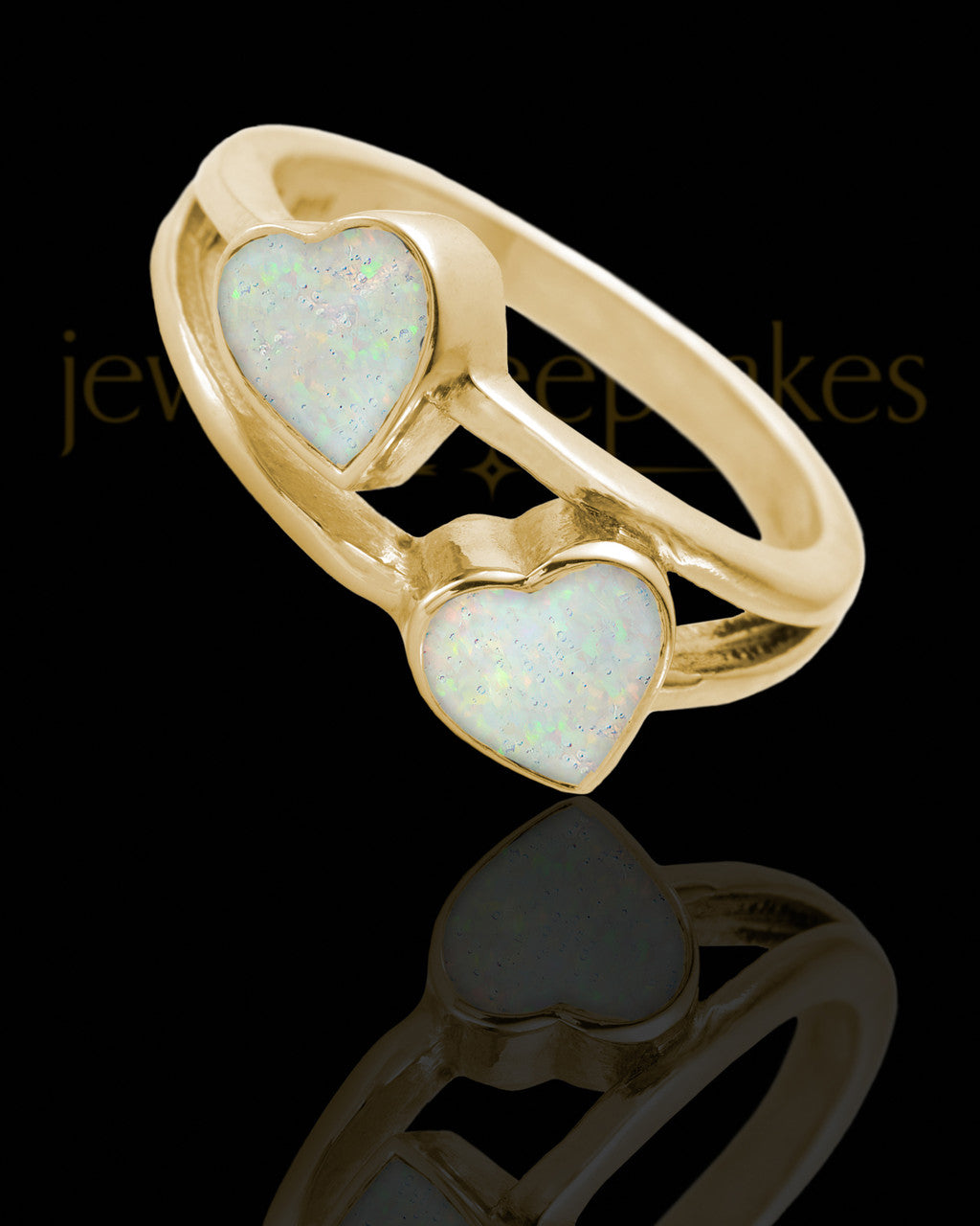 Solid 14K Gold Ladies Finchley Crushed Linen Opal Ash Ring