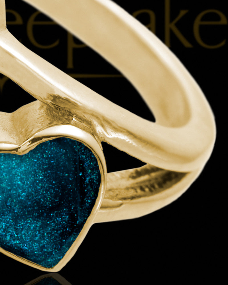 Solid 14K Gold Ladies Finchley with Teal Ash Ring