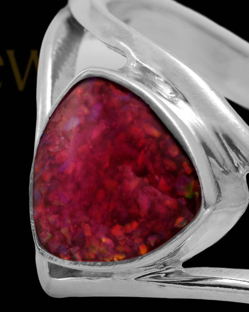 Ladies Tennyson Garnet Pearl Opal Silver Ash Ring