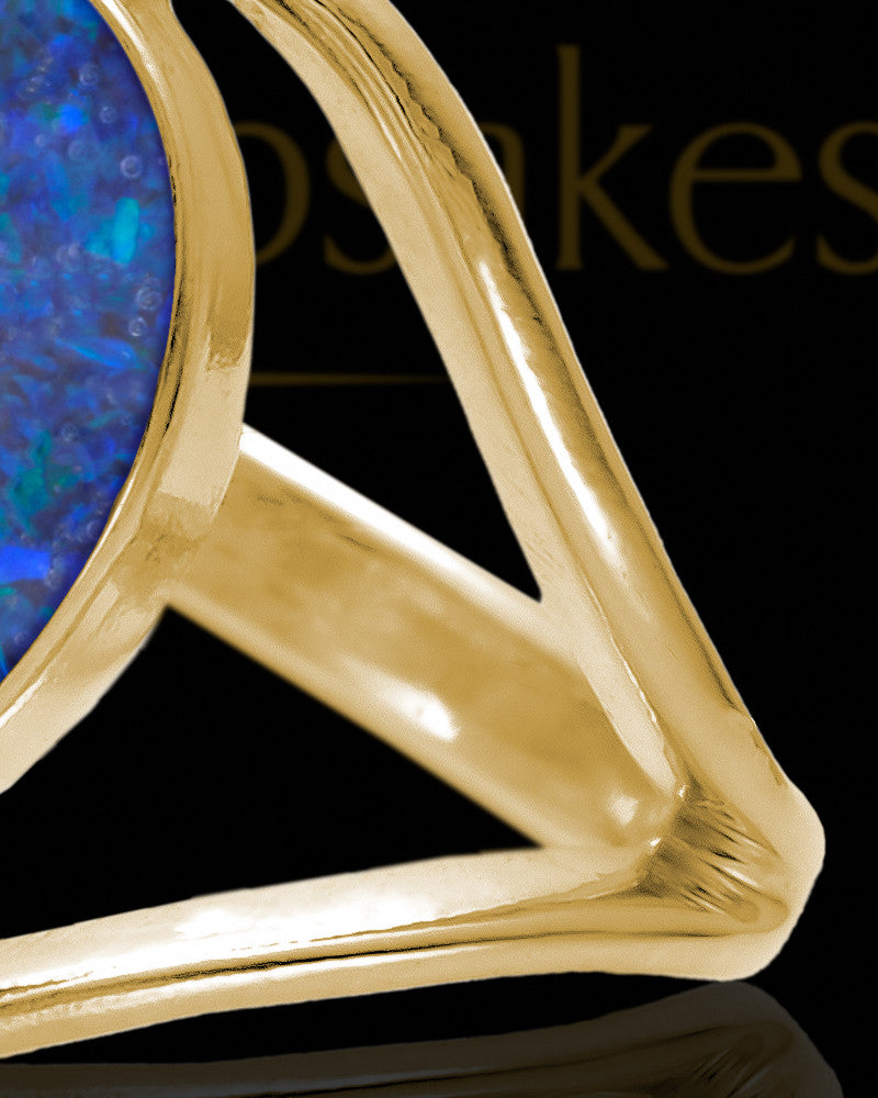 Solid 14K Gold Ladies Yardley Ocean Tide Opal Ash Ring