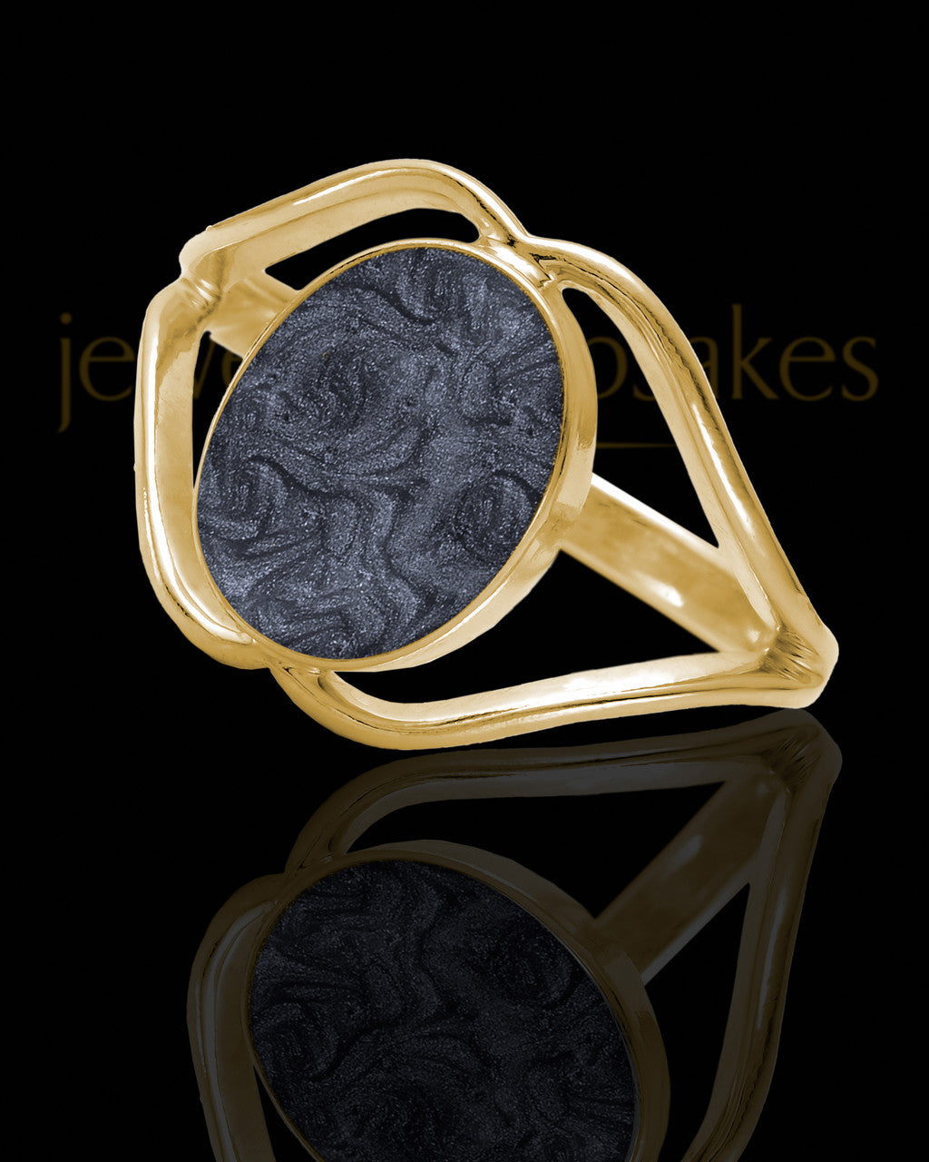 Solid 14K Gold Ladies Yardley with Graphite Ash Ring