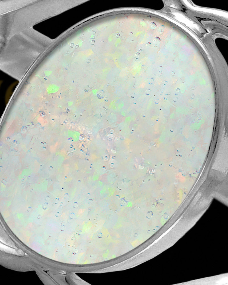 Ladies Yardley Crushed Linen Opal Silver Ash Ring