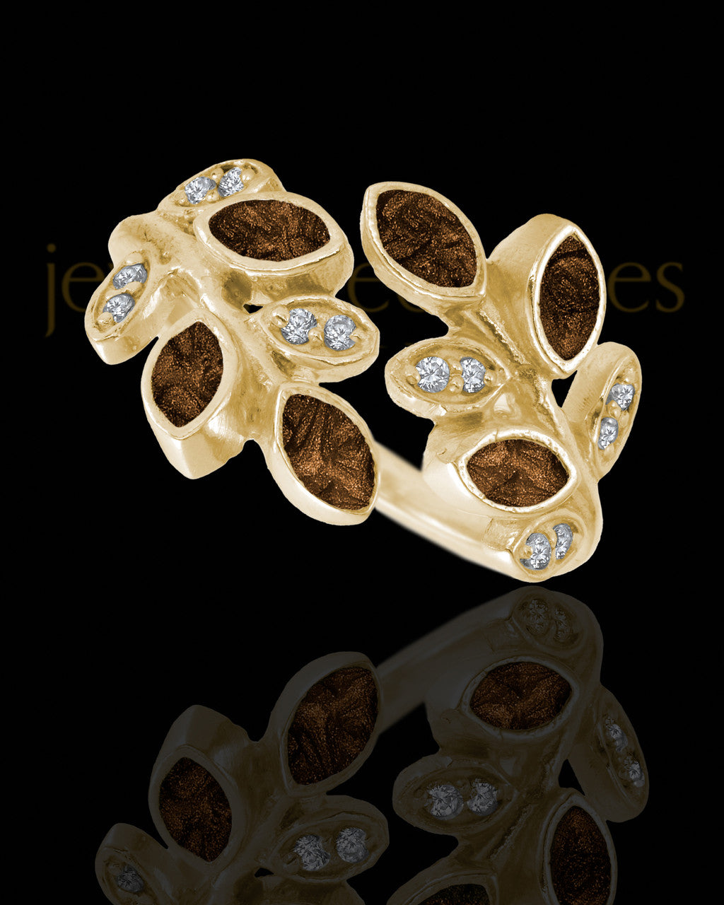 Solid 14K Gold Ladies Felicity with Coffee Ash Ring