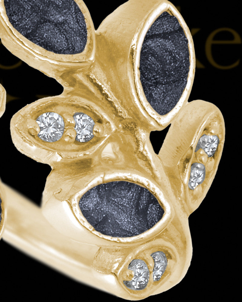 Solid 14K Gold Ladies Felicity with Graphite Ash Ring