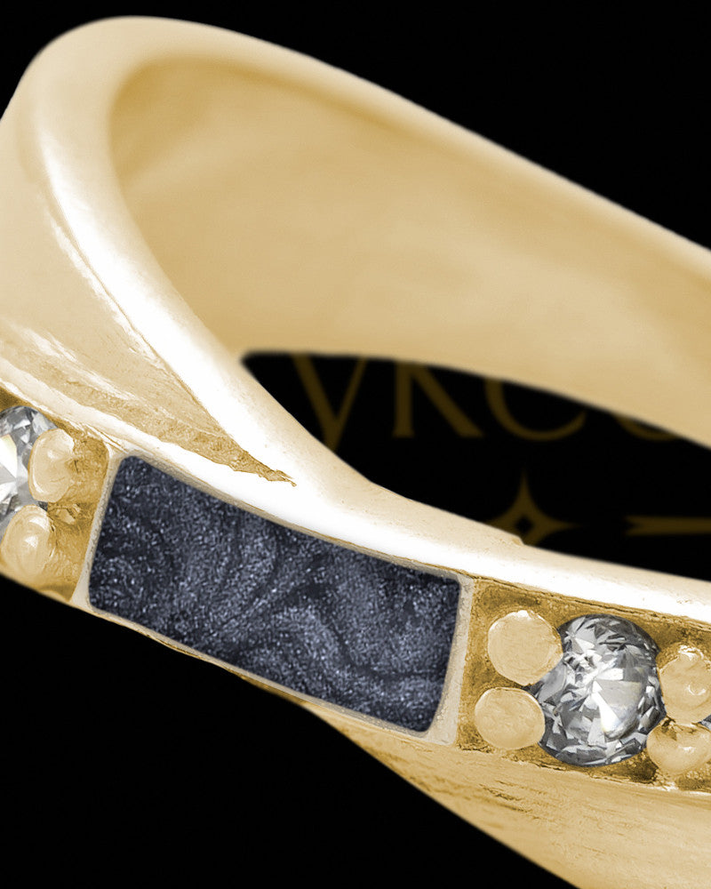 Solid 14K Gold Ladies Botinelli with Graphite Ash Ring