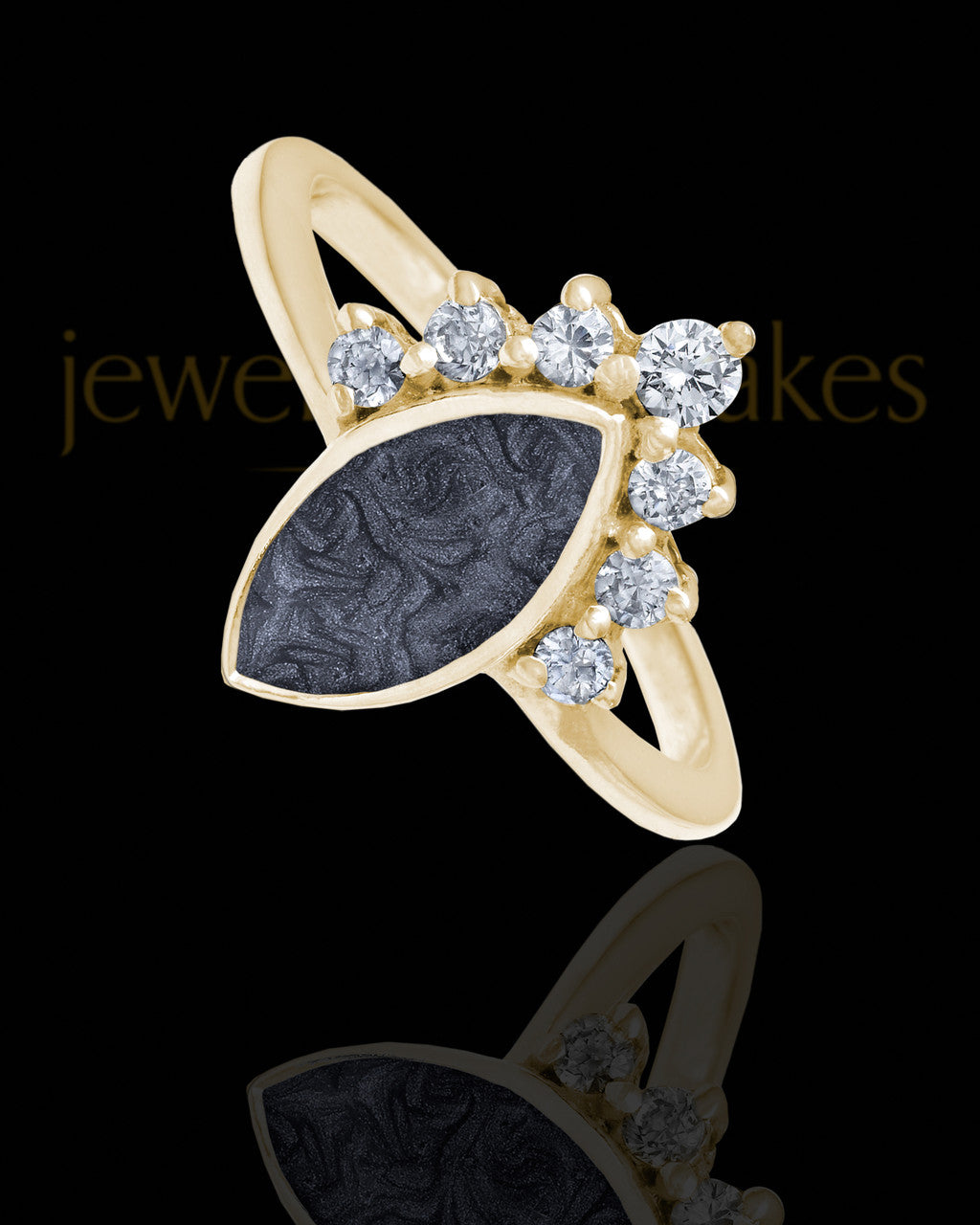 Solid 14K Gold Ladies Loyola with Graphite Ash Ring