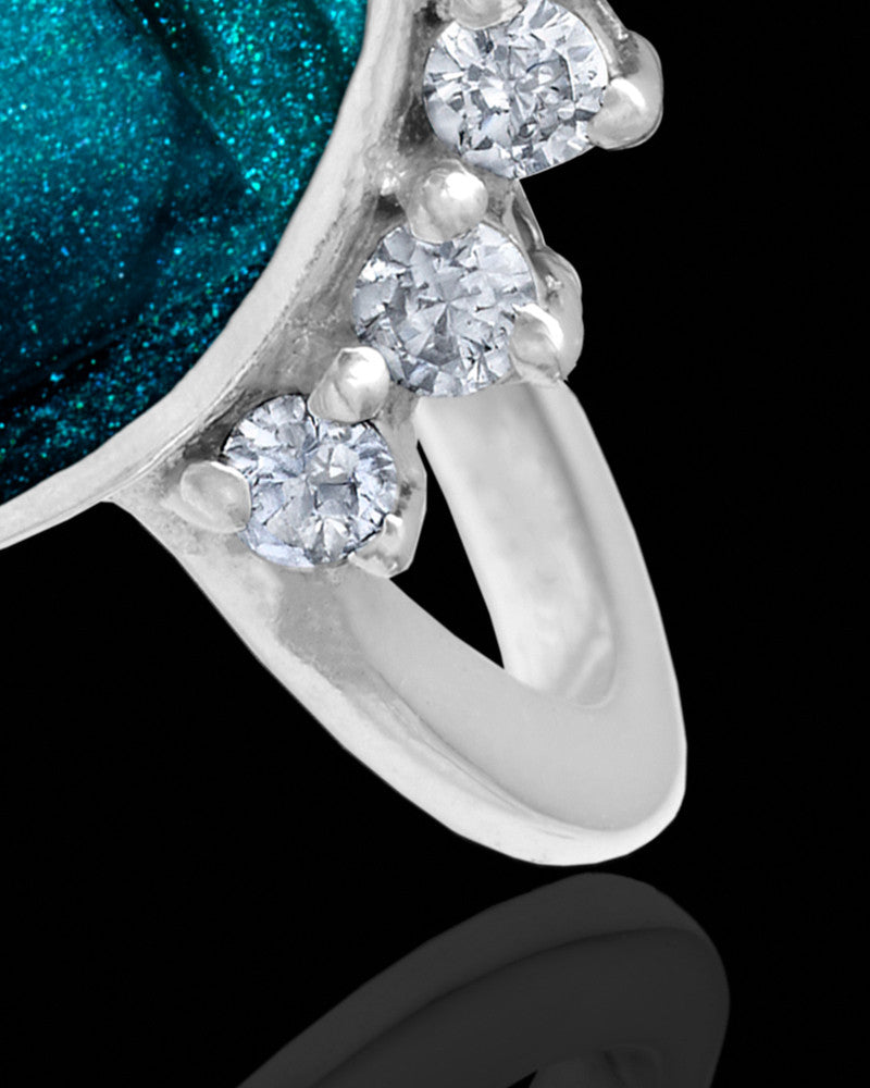 Ladies Loyola with Teal Silver Ash Ring