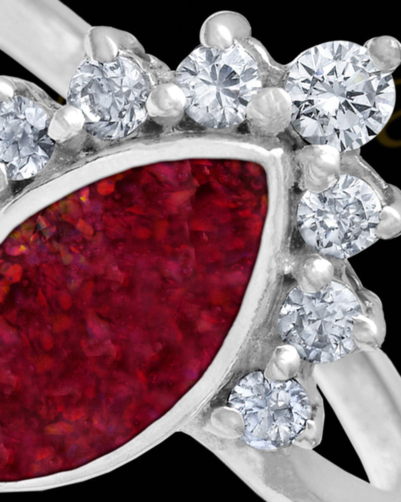 Ladies Loyola Garnet Pearl Opal Silver Ash Ring