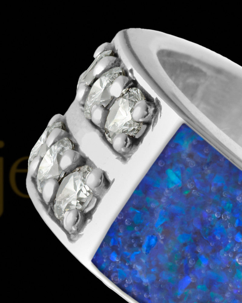 Men's Lennox Ocean Tide Opal Silver Ash Ring