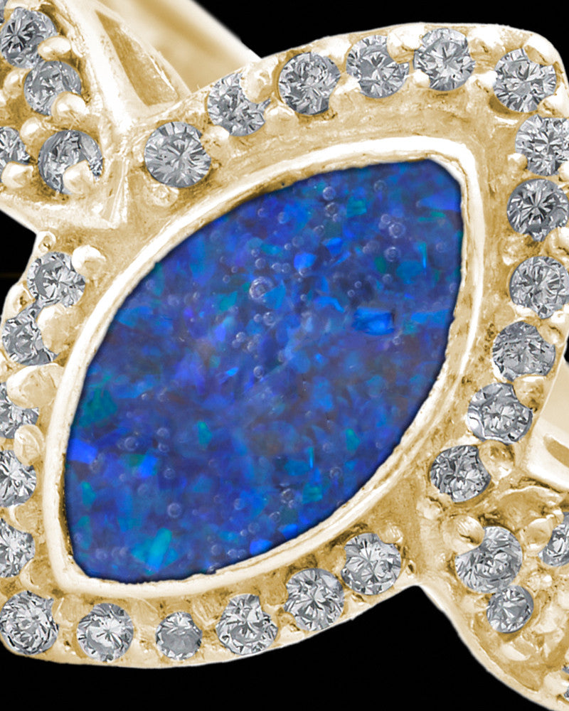 Solid 14K Gold Ladies Prentiss Ocean Tide Opal Ash Ring